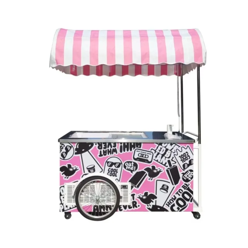 Ice cream with folding table Ice cream display car with universal wheel