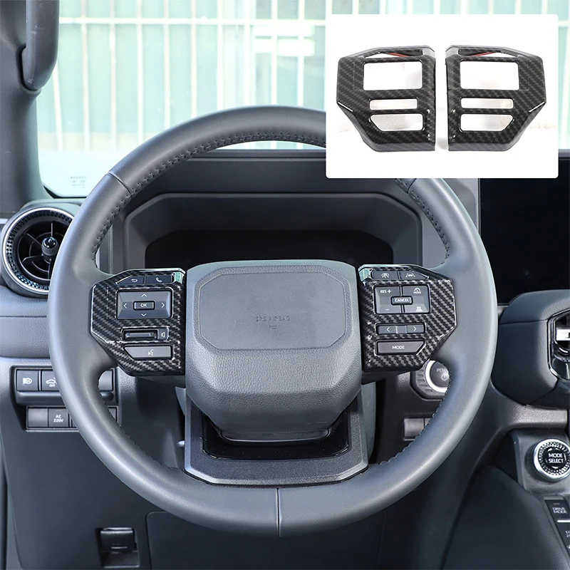 

For Toyota Prado LC250 2024 2025+ Automotive Steering Wheel Button Decorative Frame ABS Carbon Fiber Car Accessories