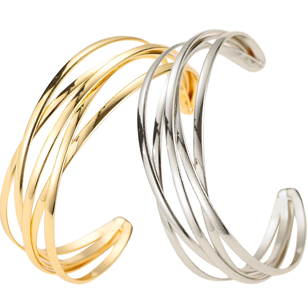 

2 Pcs Metal Arm Ring Anniversary Bracelets Gift Alloy Cuff Bangle for Women Delicate