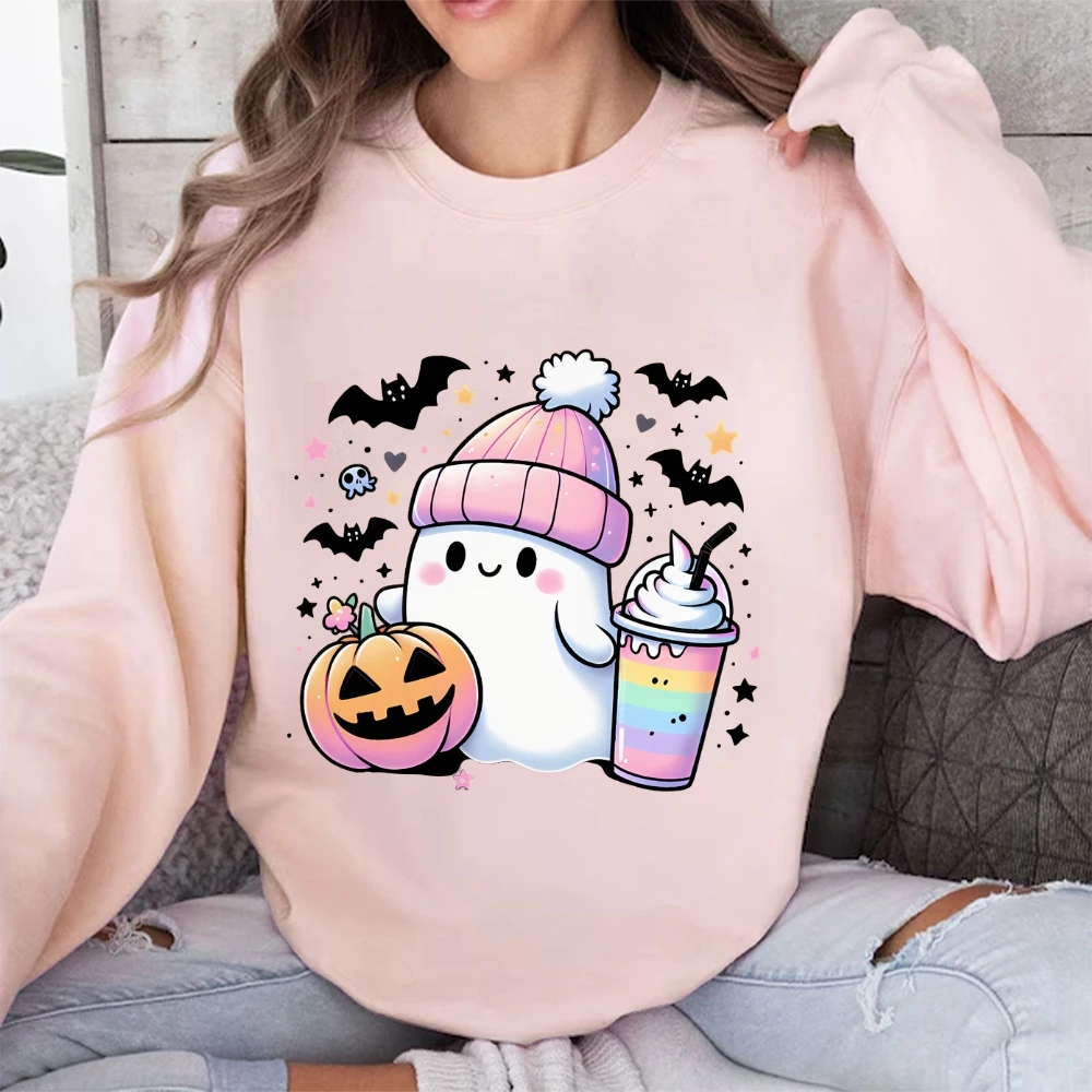 Halloween Pastel Ghost Sweatshirt Cute Spooky Season Adult Youth Fall Autumn Pullover Women's Pink Coffee Bats Girl Sweater