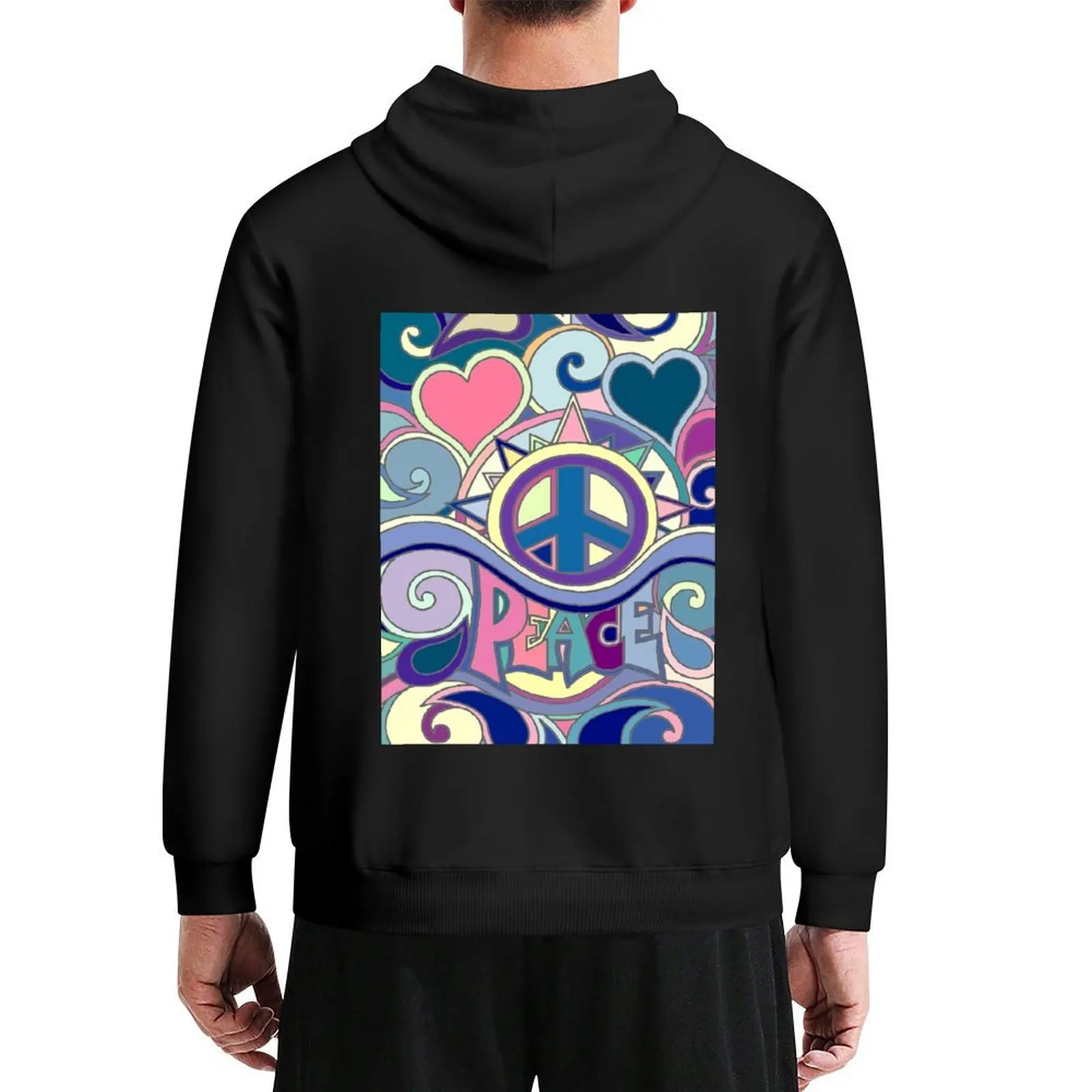 

Psychedelic Hippy Retro Peace Art Blue Hoodie korean clothes blouse men clothing fashion men new in hoodies & sweat-shirt