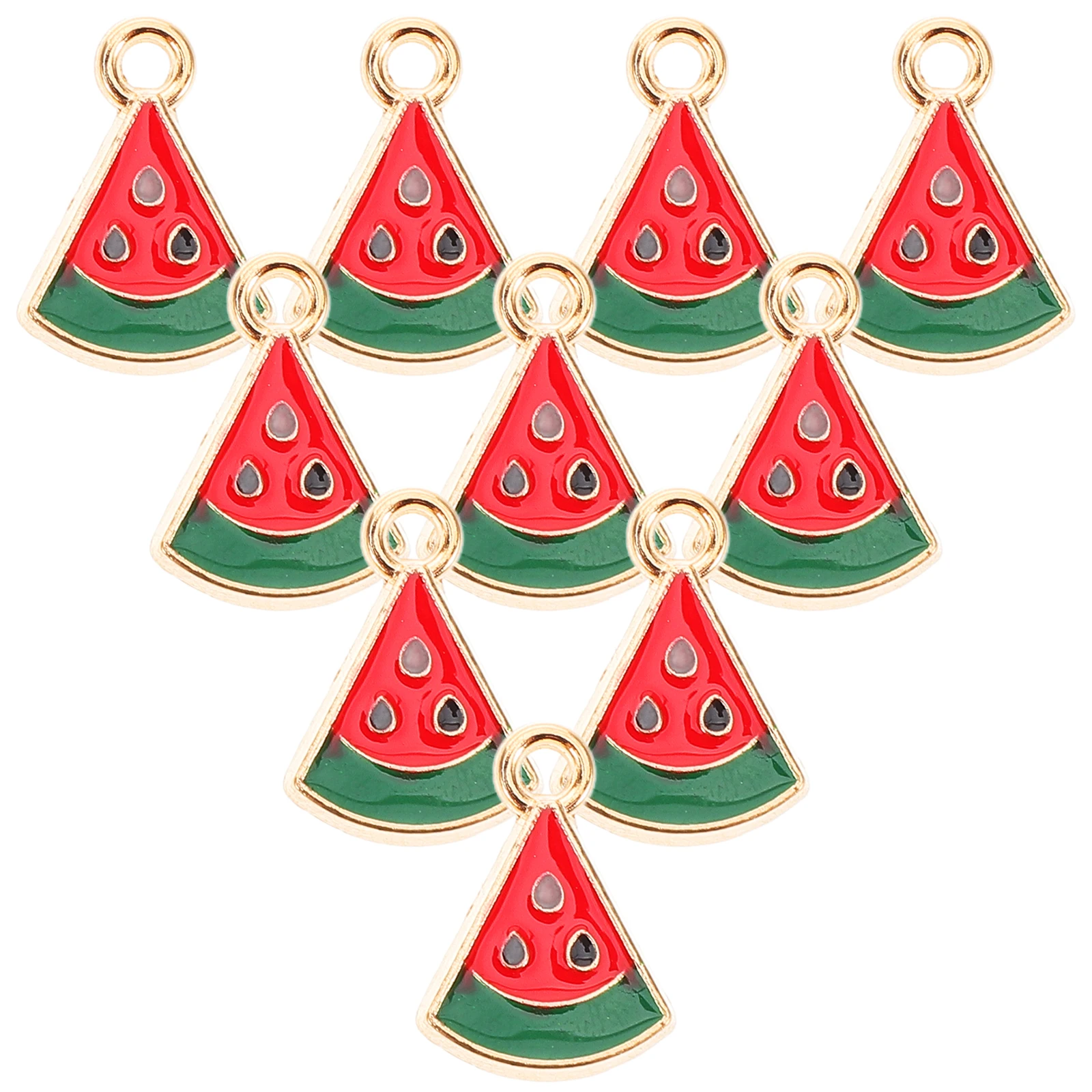 

20 Pcs Mini Watermelon Earrings Key Chain Pendant Alloy Charm Colorful DIY Necklace
