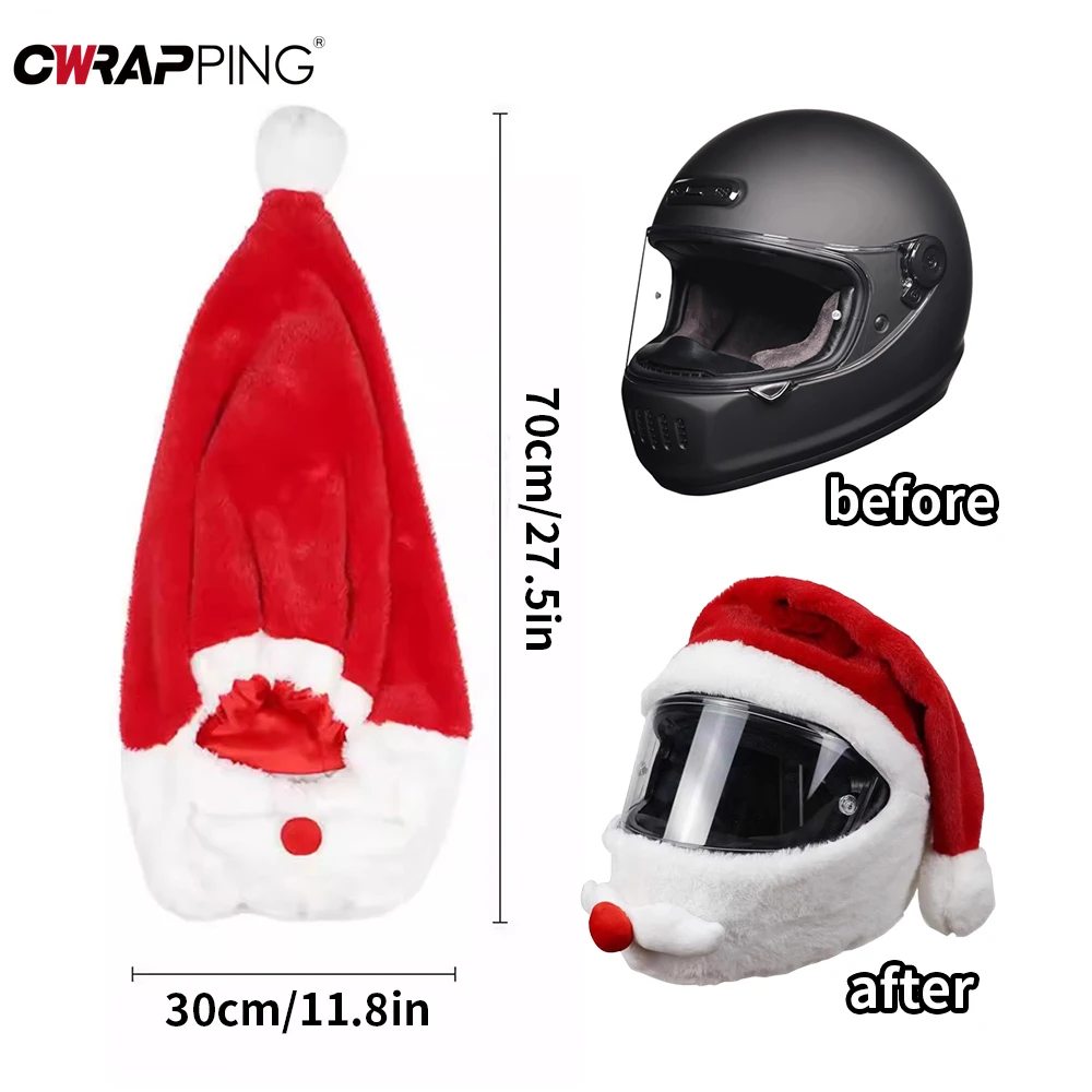 

Motorcycle Santa Funny Cover Elastic Personalized Helmets Plush Christma Hat Full Face Cycling Helmet for Car Xmas Party Decor