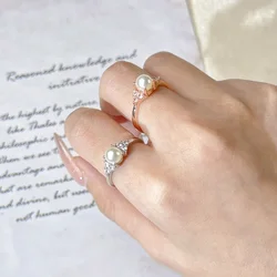 イミテーションパールの婚約指輪,レディースジュエリー,韓国スタイル,ピンクゴールド,シルバーカラー,記念日ギフト,kcr263