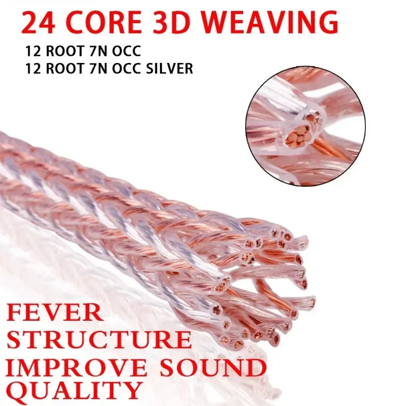 

7N OCC Single Crystal Copper Silver 12AC Fever Speaker Cable Hifi Audio Wire For Amplifier AMP Home Theater Sound Digital Cables