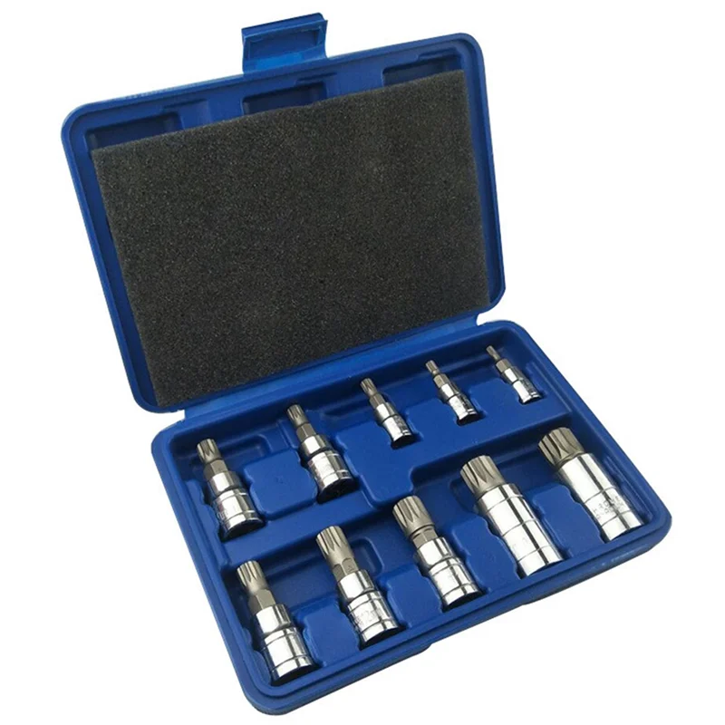 10-Piece Set of Middle Hole 12 Batch Head Sleeve Bit Set 12 Point M Series Sleeve