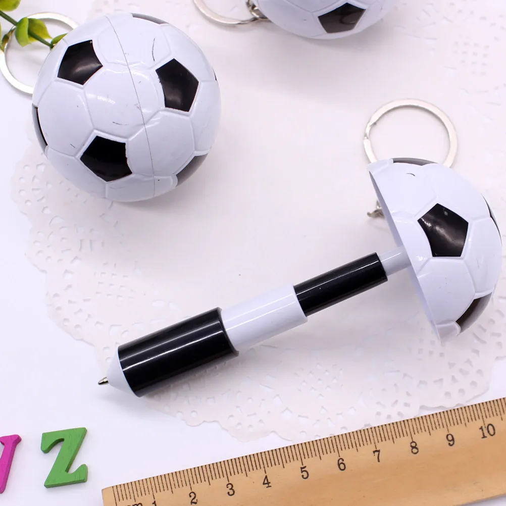

10 шт. синих ручек-брелоков в форме футбольного мяча, шариковые ручки с тонким наконечником для плавного письма, для школы, офиса, небольшой подарок