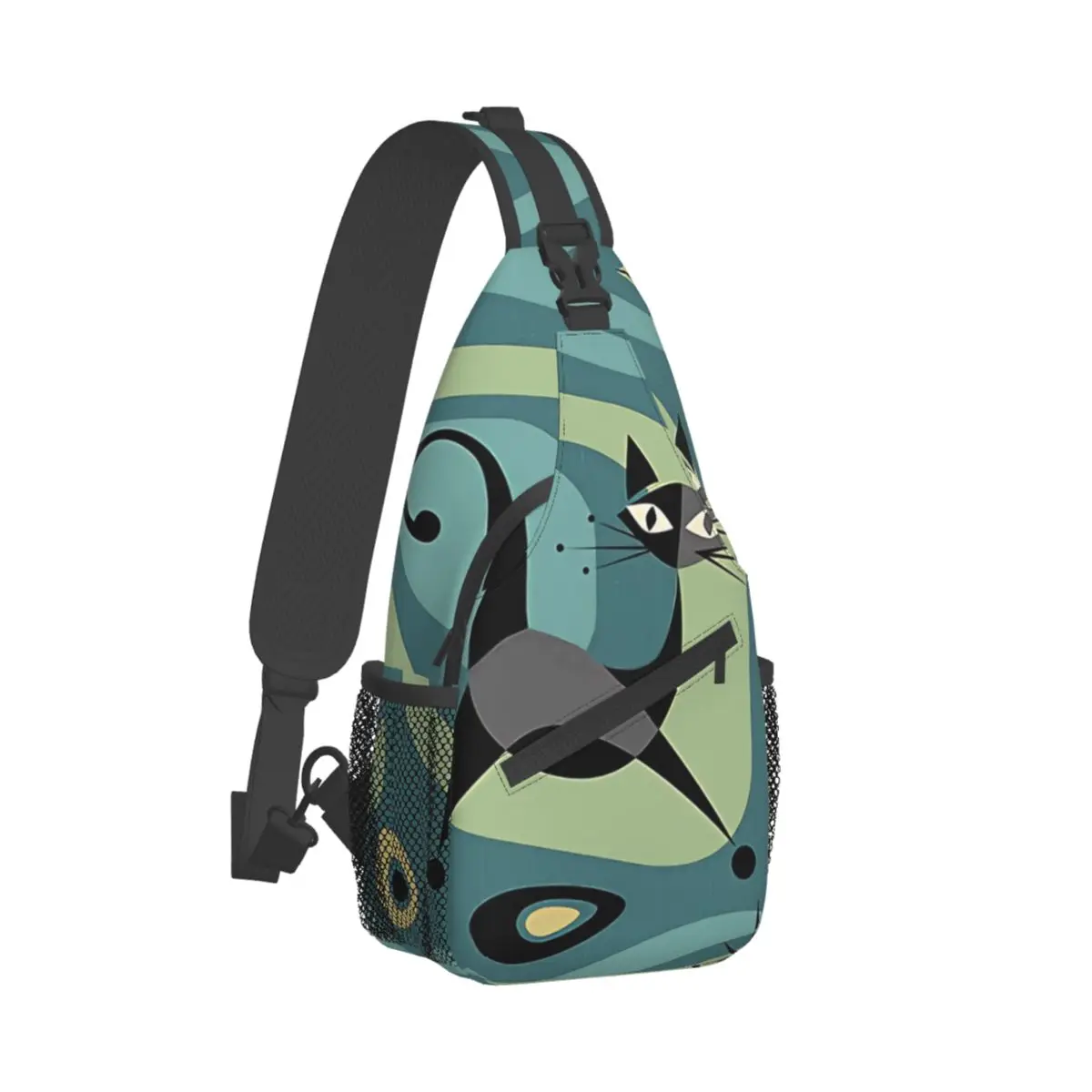 Cat Crossbody Bag Sports Mid Century Abstract Chest Bag Unisex Women Man Fashion Shoulder Backpacks Travel