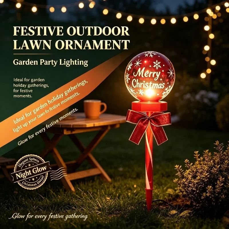 Christmas Solar Circular Snowflake Ground Light Suitable for Courtyard Christmas Ball Outdoor Waterproof Lawn Atmosphere Light