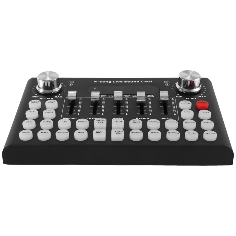 F007C English Version Professional Convenient Compact Desktop Singing Sound Card Desktop Sound Card Mixer For Live