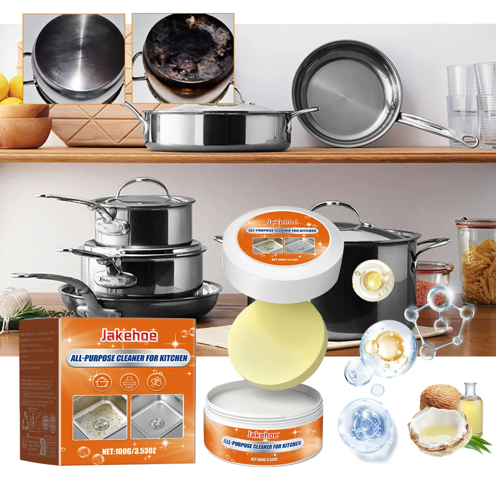 

All-purpose Cleaning Paste Strong Decontamination Effectively Rust & Oil Stains Removing Cleaner Household Kitchen Cleaning Tool