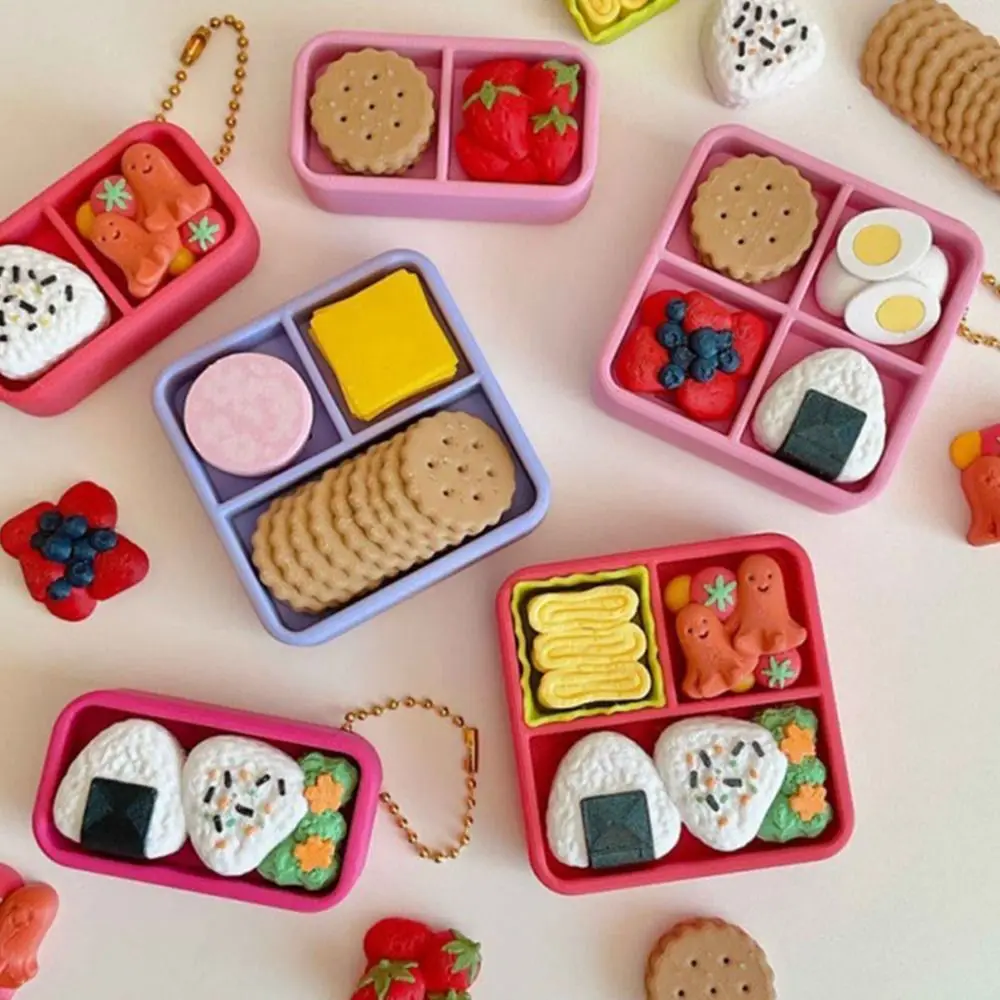 Plastic Imitation Sushi Clicker Keychain Clickable Buttons Bead Chain Rice Ball Fidget Clicker Snack Keychain