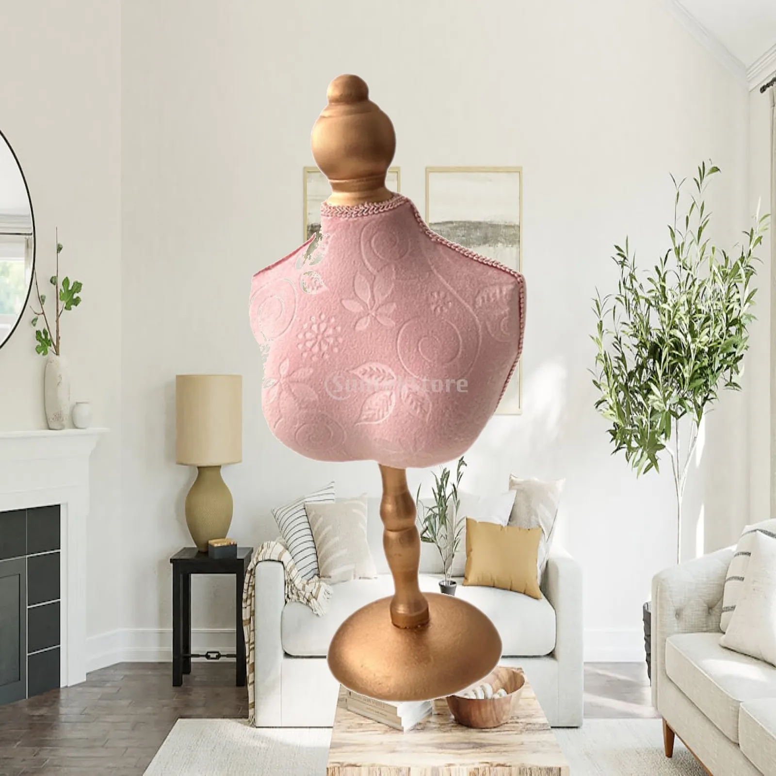 Jewelry Display Bust Wood Mannequin Necklace Stand for Home Chain Showroom