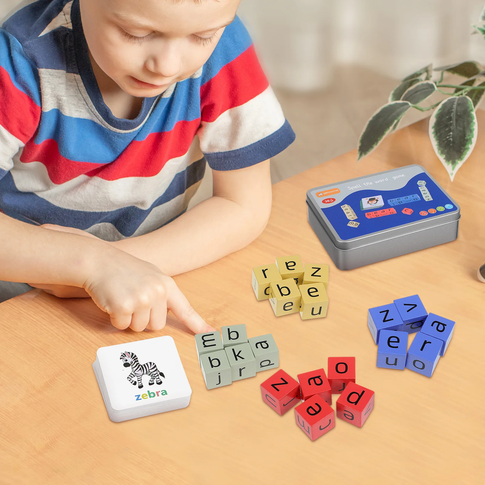 

1Set Spelling Blocks Letter Matching Game Wooden Alphabet for Preschool Kids Educational Word Building Activity Game