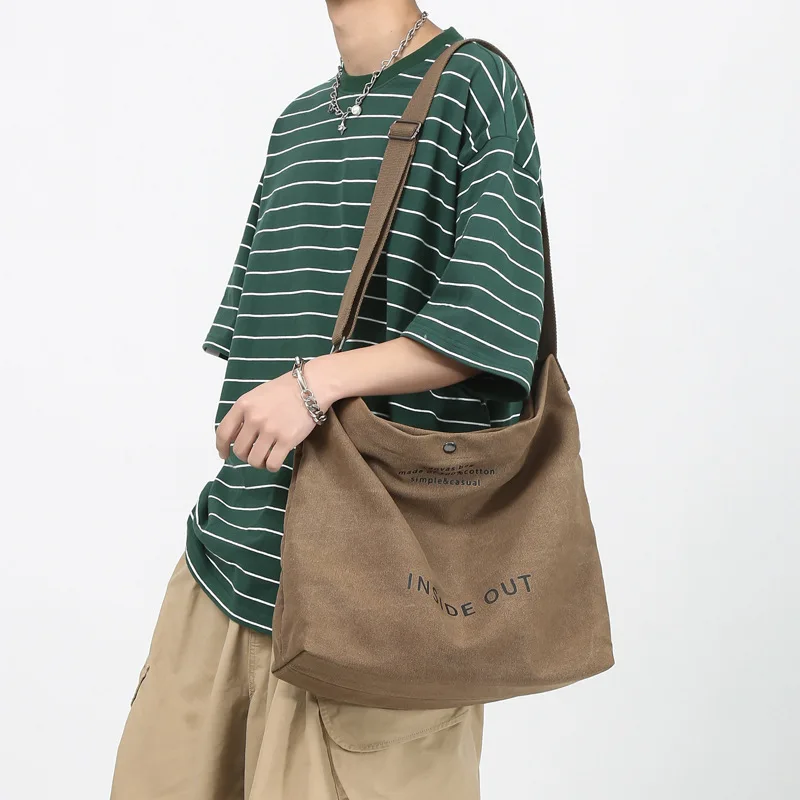 Bolso de hombro Oxford para hombre, bandolera de estilo literario japonés, bolso informal de lona para estudiantes universitarios, gran capacidad,