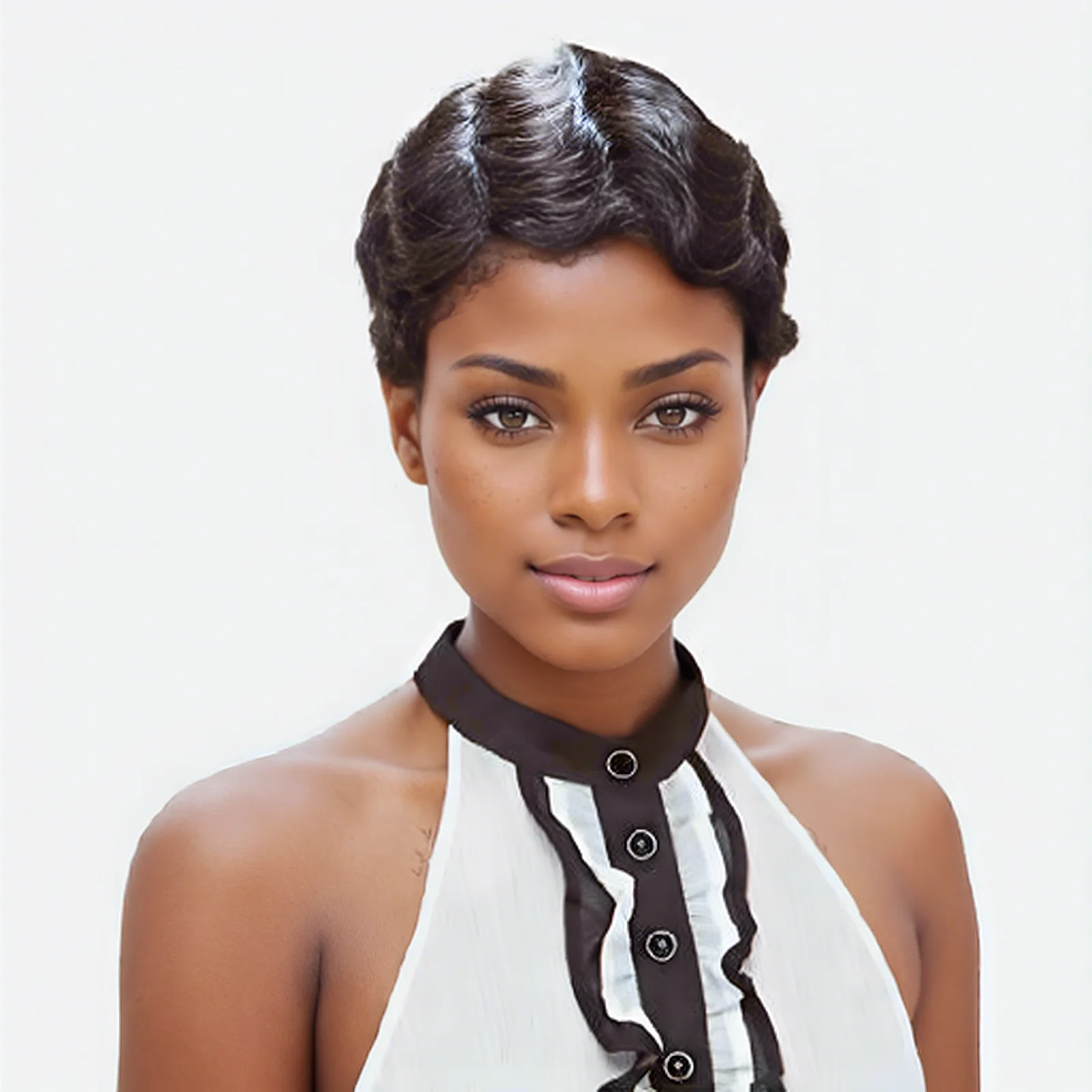 

Tereshar короткие парики вырезанные феями для чернокожих женщин бразильские парики человеческие волосы машинная работа парики Волнистые океанские волнистые человеческие волосы парик