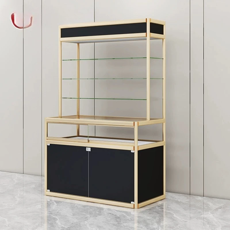 L-shaped glass display cabinet sample trophy display tobacco and wine cosmetics display
