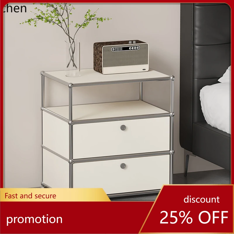 

HT bedside table household bedroom simple storage storage stainless steel sofa side cabinet small