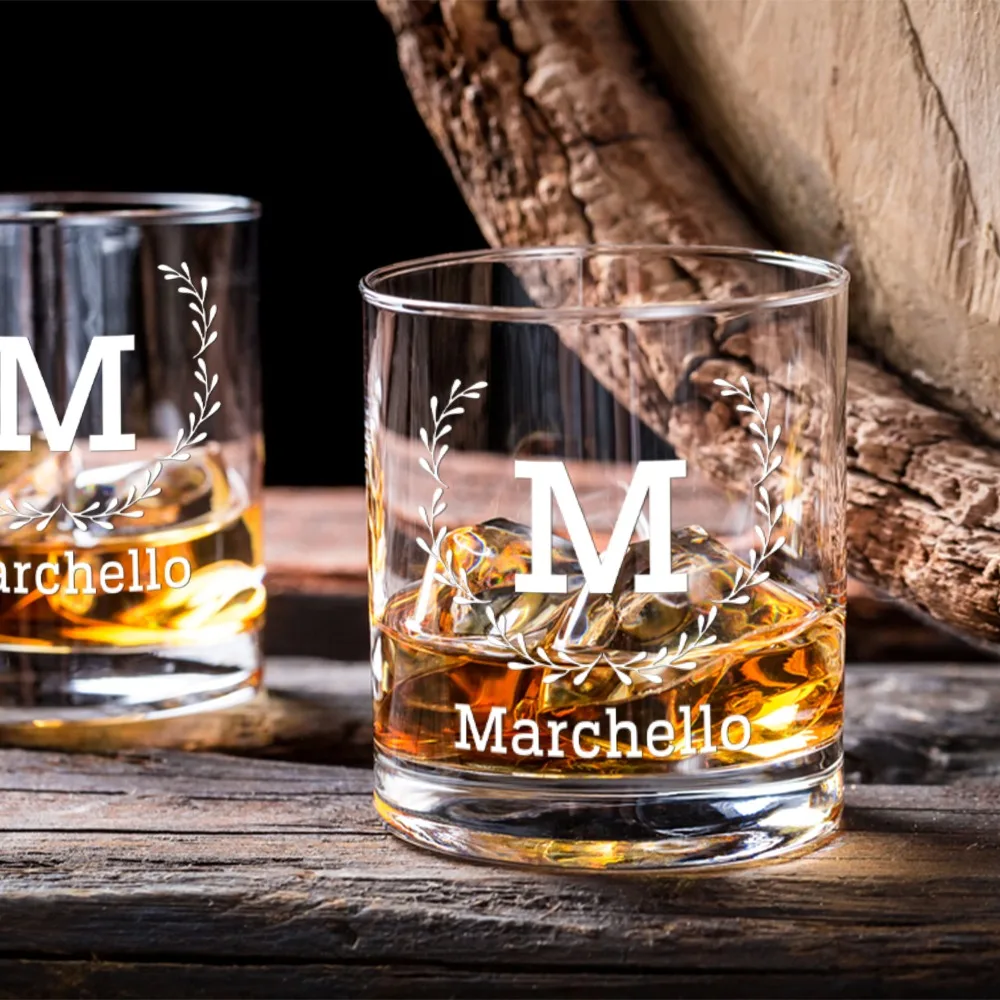 Personalized Whiskey Glass Custom Bourbon Glasses Engraved Name Beer Rocks Glass Birthday Anniversary Gifts for Friends Brother