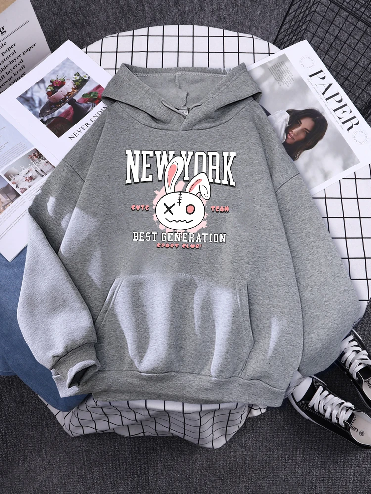 Mulheres New York Best Generation Impresso com Capuz de Bolso, Casual Street Clothing, Moletom Harajuku Fashion