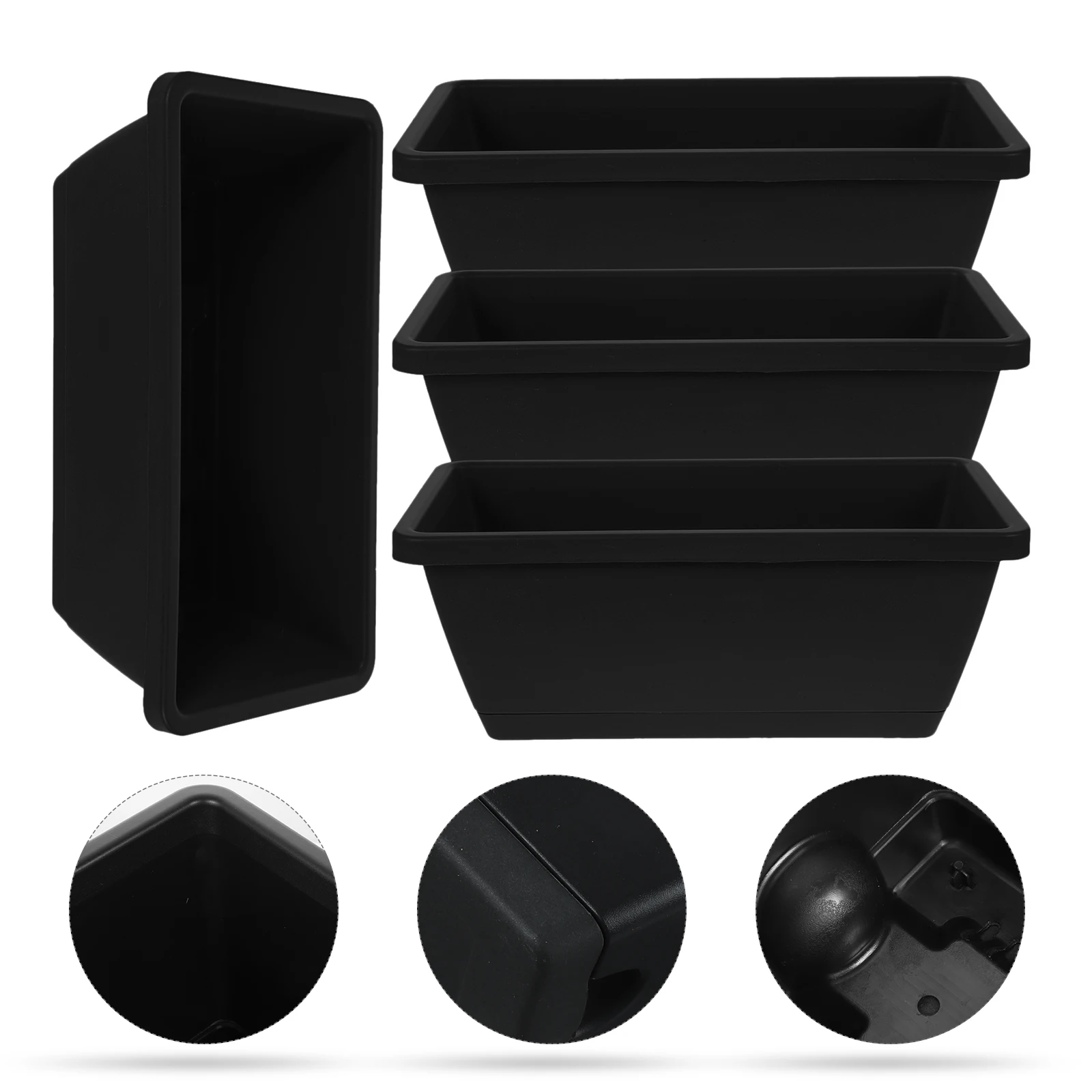 4 Pcs Plastic Flower Pot Window Boxes Planters Indoor Pots Rectangular Flowerpot Outdoor