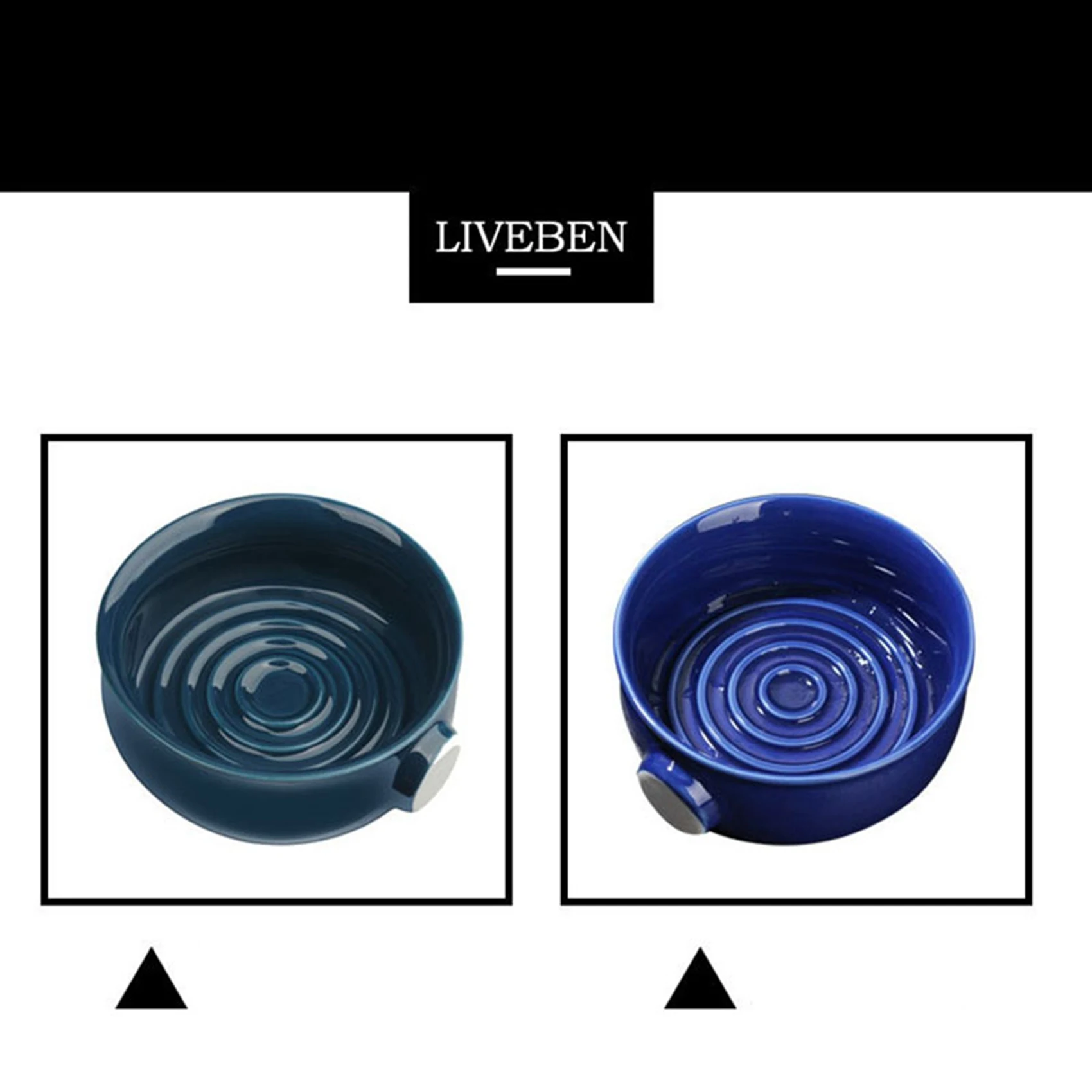 

A38T-2X Men's Shaving Mug Bowl Cup Thread Bottom Wide Mouth For Shave Brush And Shaving Soap Royal Blue & Dark Blue