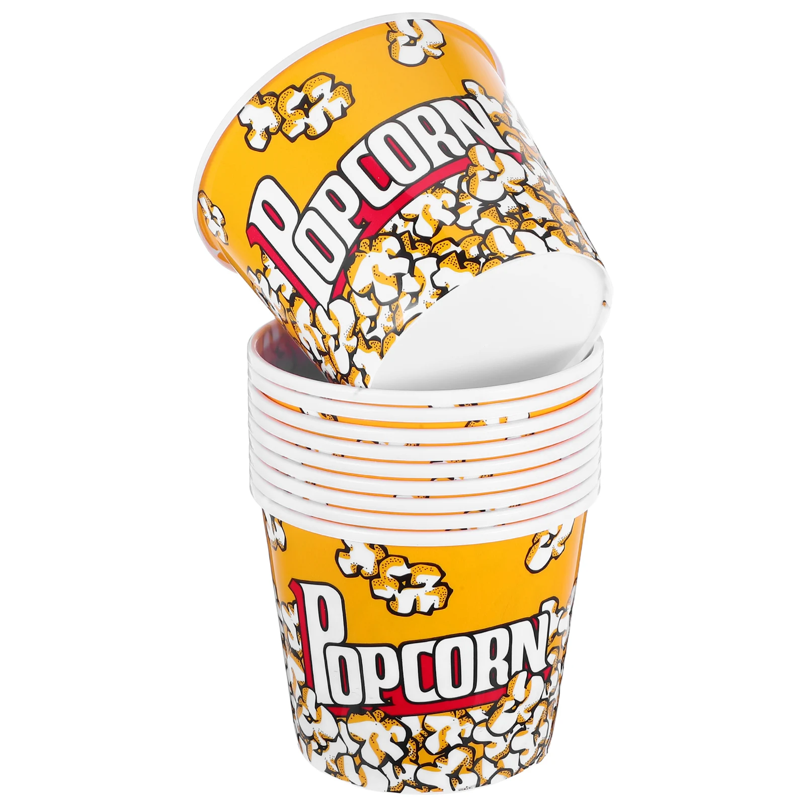 10Pcs Popcorn Basket Reusable Plastic Popcorn Bucket Containers for Movie Night