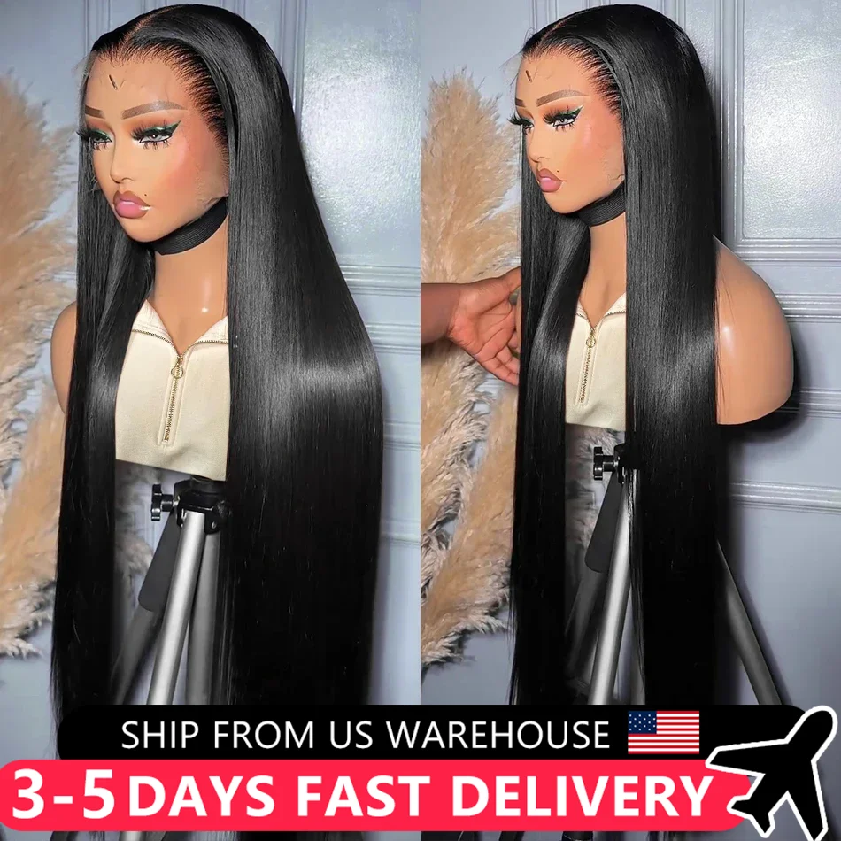 Indian 30 32 Inch Bone Straight 13x6 Transparent Lace Frontal Wigs Remy Human Hair Pre Plucked 13x4 Lace Front Wig For Women