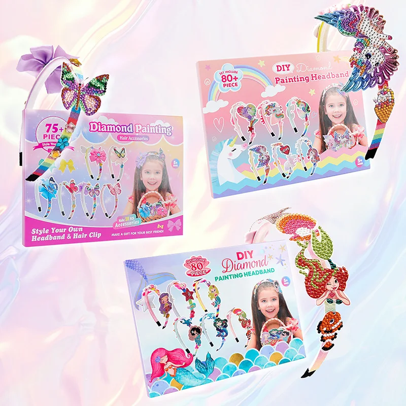 Girls DIY Hair Accessory Craft Kit - Unicorn Mermaid Bow Headband Making Supplies for Kids