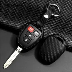 jingyuqin Carbon Silicone Fob Cover For Toyota Yaris Camry Corolla Echo Rav4 Prado Highlander Reiz 4 Buttons Remote Car Key Case