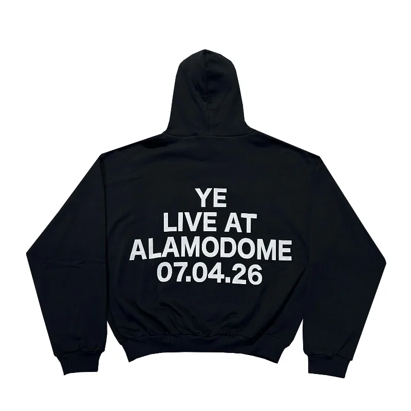 New Retro Men Kanye West Hooded Sweatshirt Star Graphic Back Text Print Oversized Street Hoodie