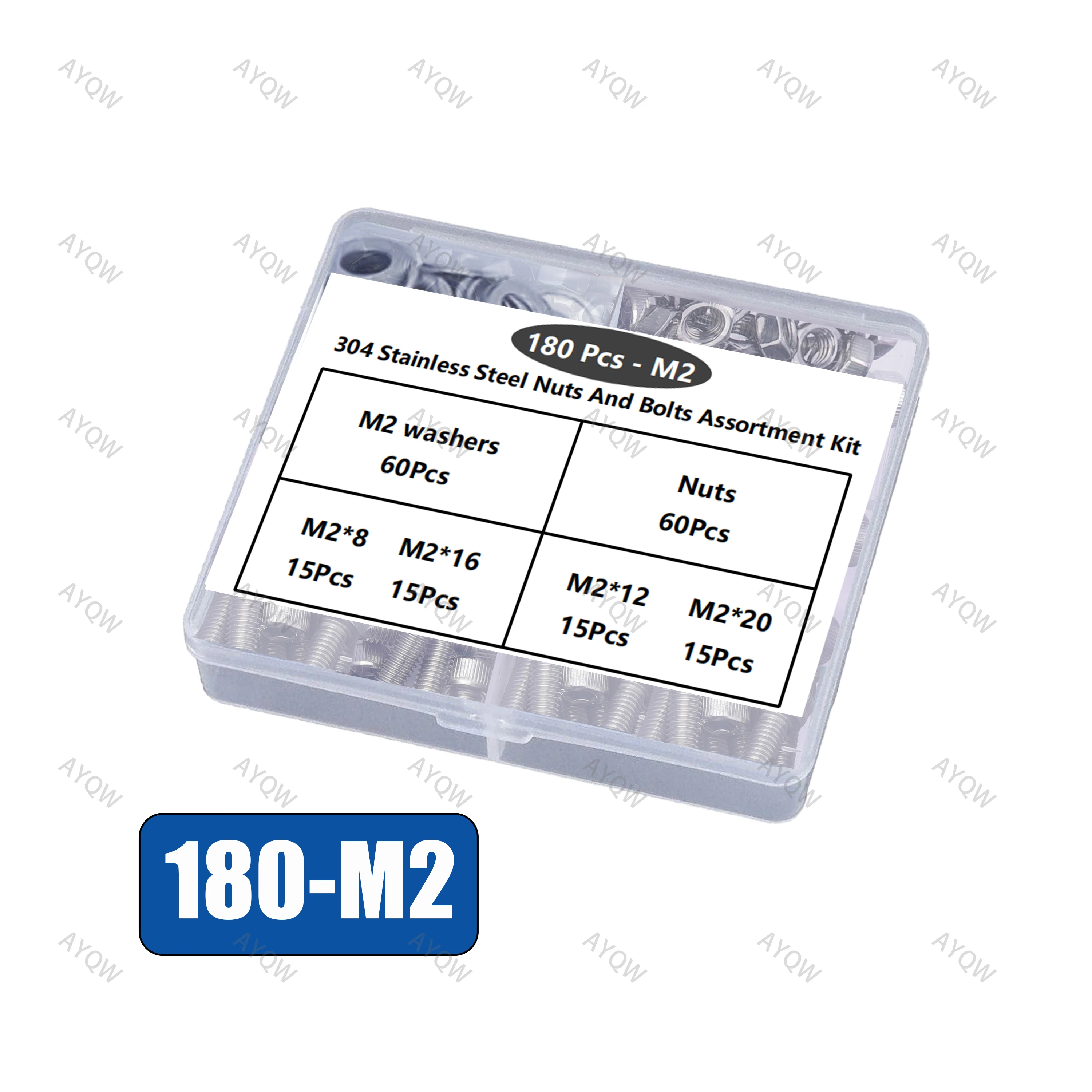 180Pcs M2 304 Stain…