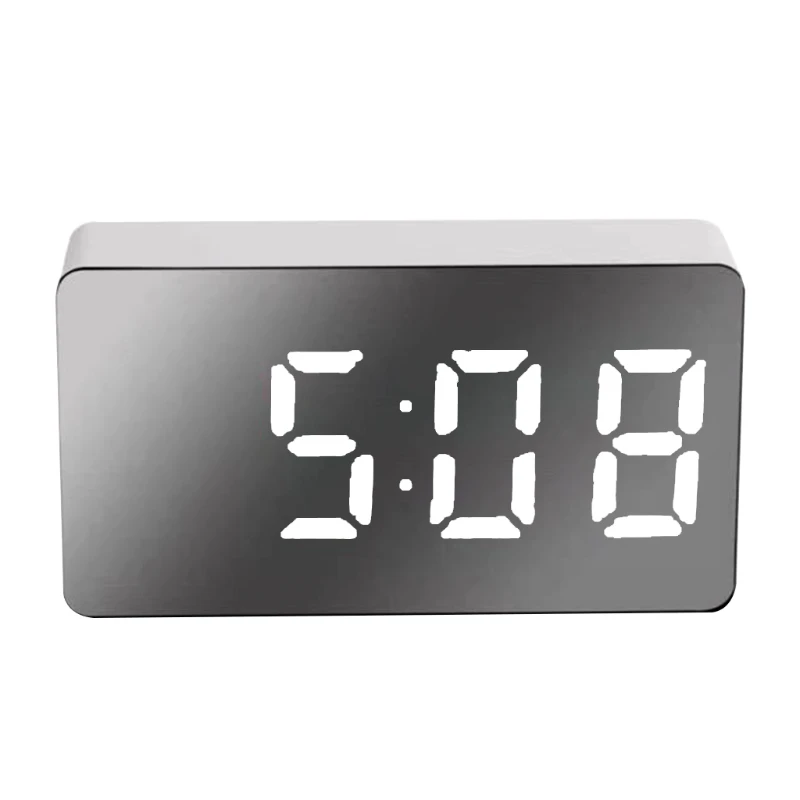 Mini Electronic Digital Alarm Clock, Multifunction Large Screen, Car LED Mirror, Travel Clock with Temperature for Time & D