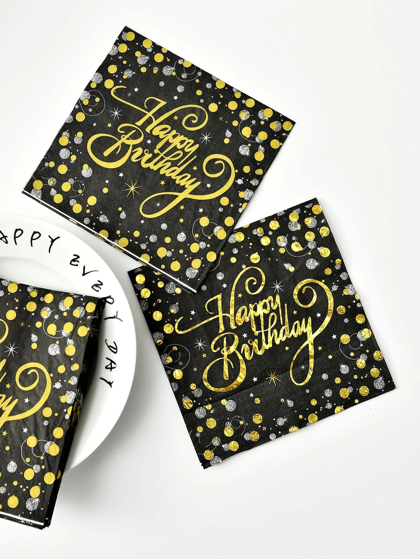 20pcs black and gold birthday happy napkins, party decorations, wedding decorations