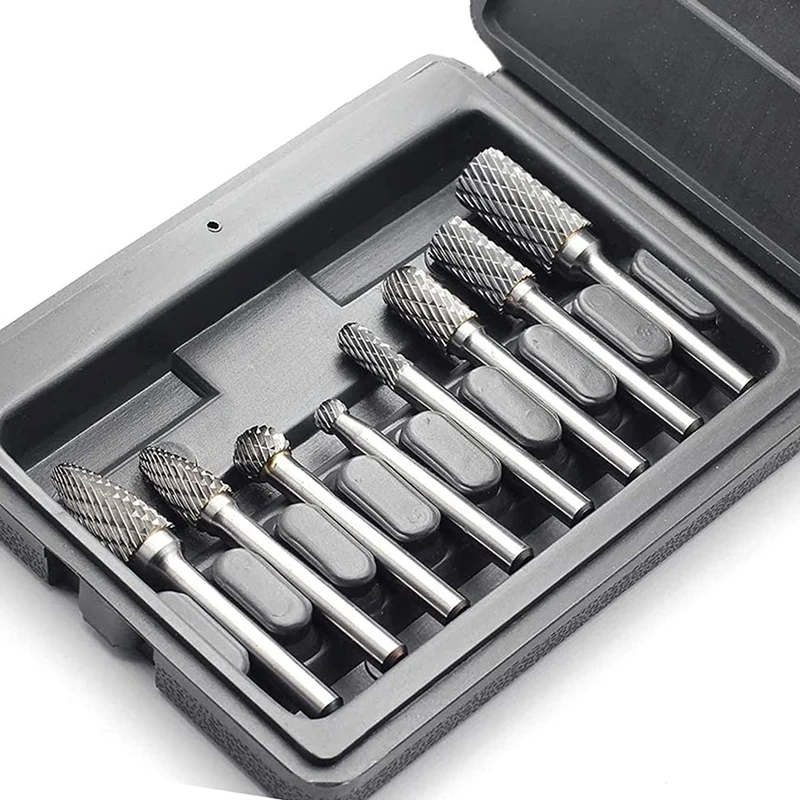 

8PCS Carbide Burr Set 1/4Inch Shank Tungsten Steel Double Cut Die Grinder Bits, Carbide Rotary Burr For Polishing