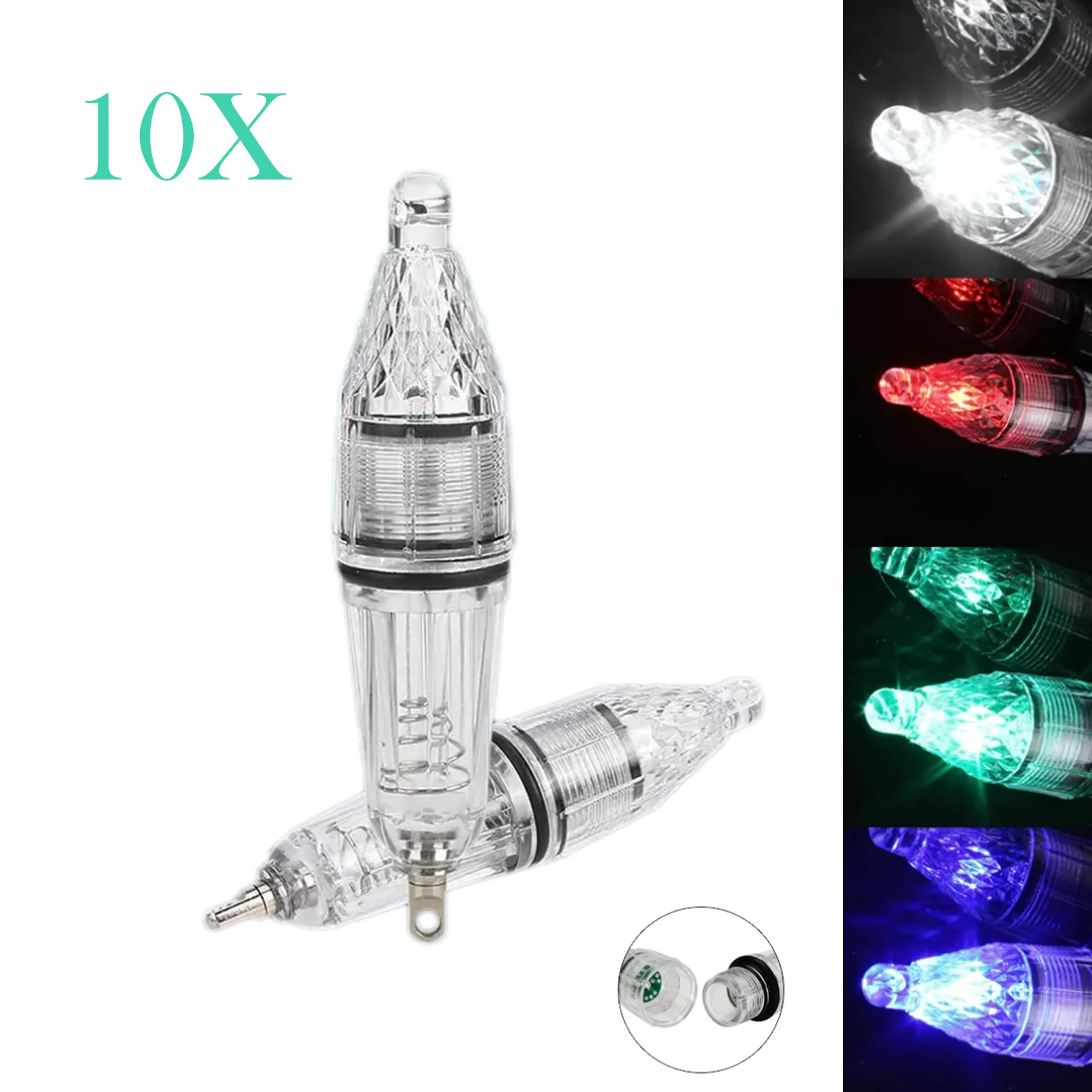 

10X Deep Drop Led Fishing Light Underwater Lures For Sea Bait Fish Waterproof Lights Blue Multicolor 12Cm Lure Battery Powered