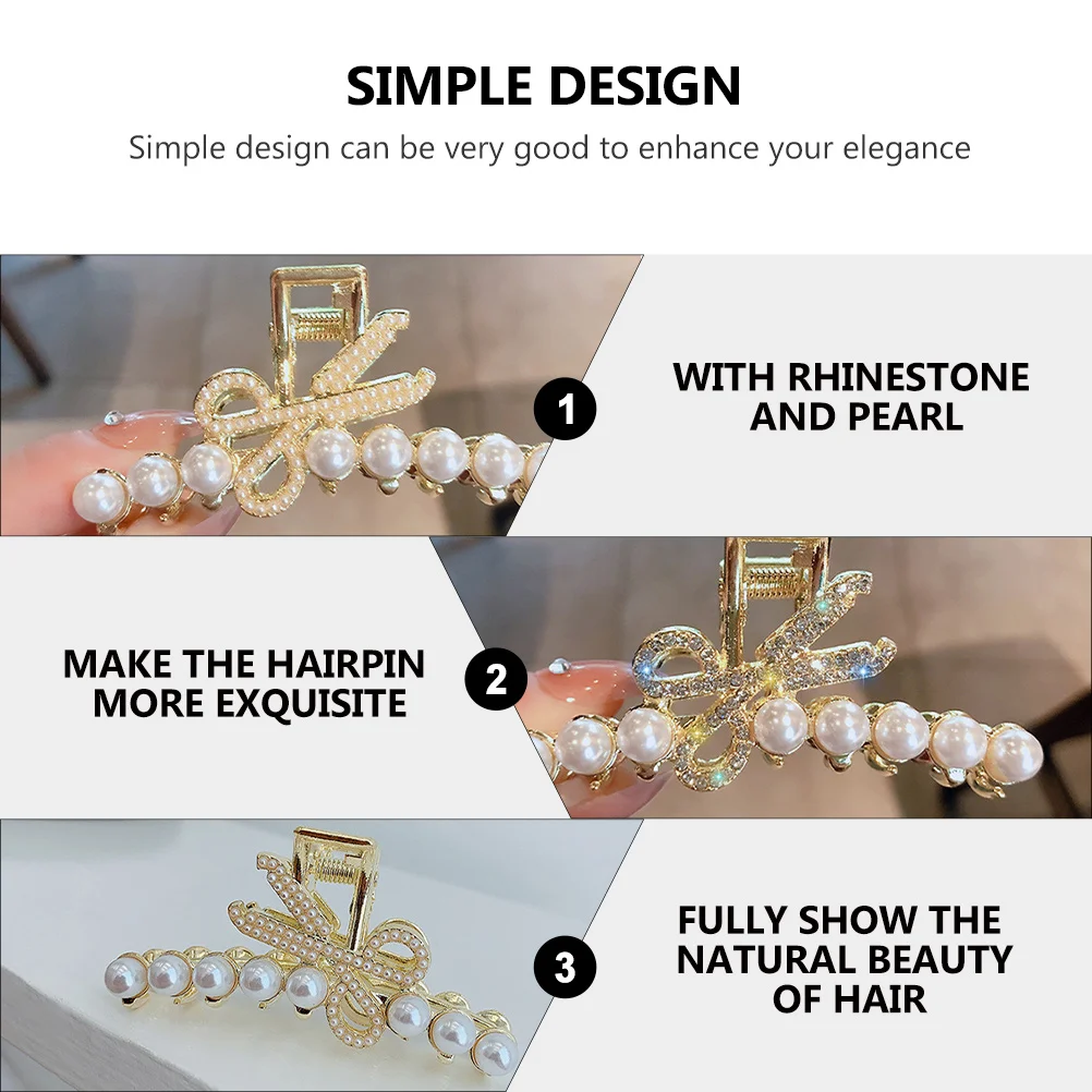 

2pcs Pearl Hairpins Imitation Alloy Fashionable Hair Accessories for Girls Hair Claw Clip Women Elegant Style Daily Life
