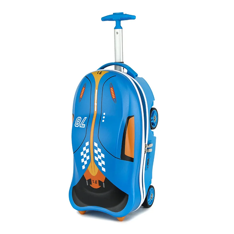 New Kid's Luggage.18-inch Riding Car Rolling Luggage.boarding Password Kids Suitcase On Wheels Suitable For Boys And Girls.