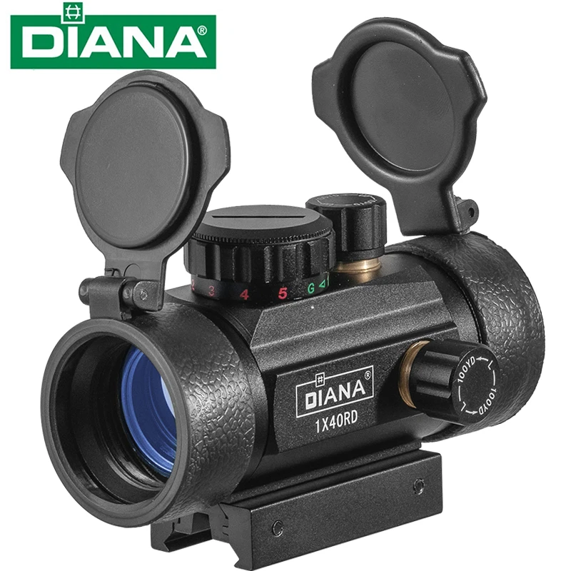 

Тактический Оптический прицел DIANA 1x40, прицел с зеленой и красной точкой, с направляющей 11/20 мм, 1X40, для охоты