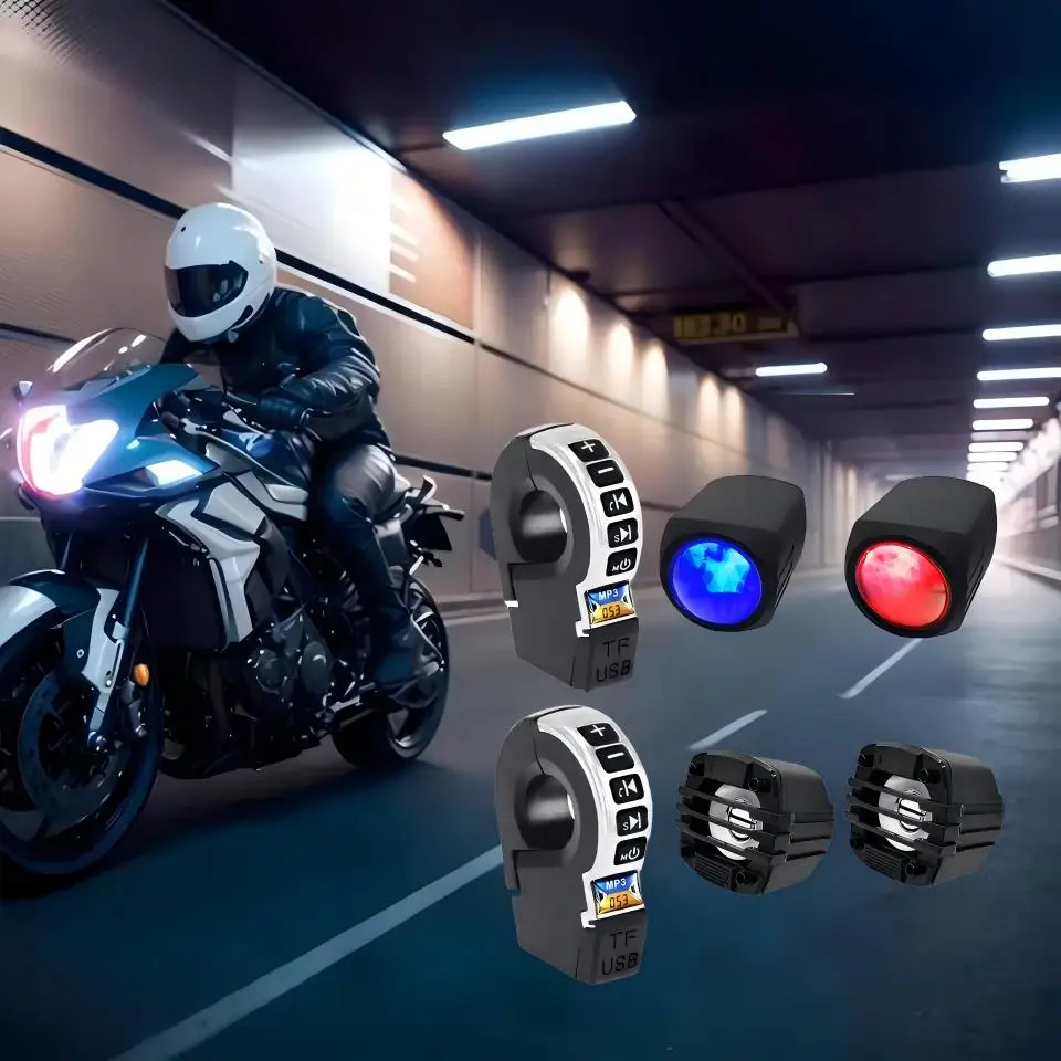Motorcycle Waterproof Speaker Ring-shaped Fixed Design With 2.5 Inch*2 Loudspeakers MP3 BT TF Card Play USB Smartphone Charge