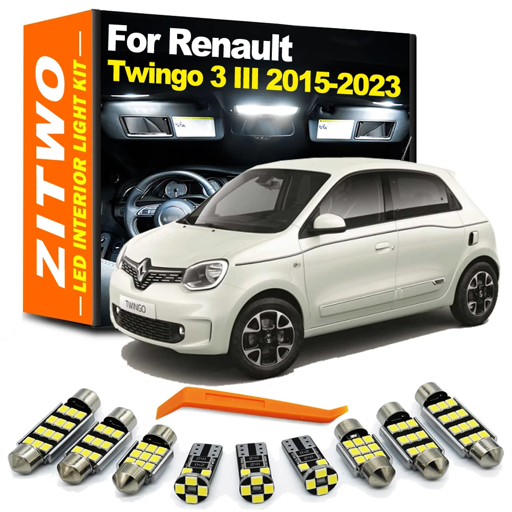 ZITWO 8Pcs LED Interior Light License Plate Bulb Kit For Renault Twingo 3 III MK3 2015 2016 2017 2018 2019 2020 2021 2022 2023