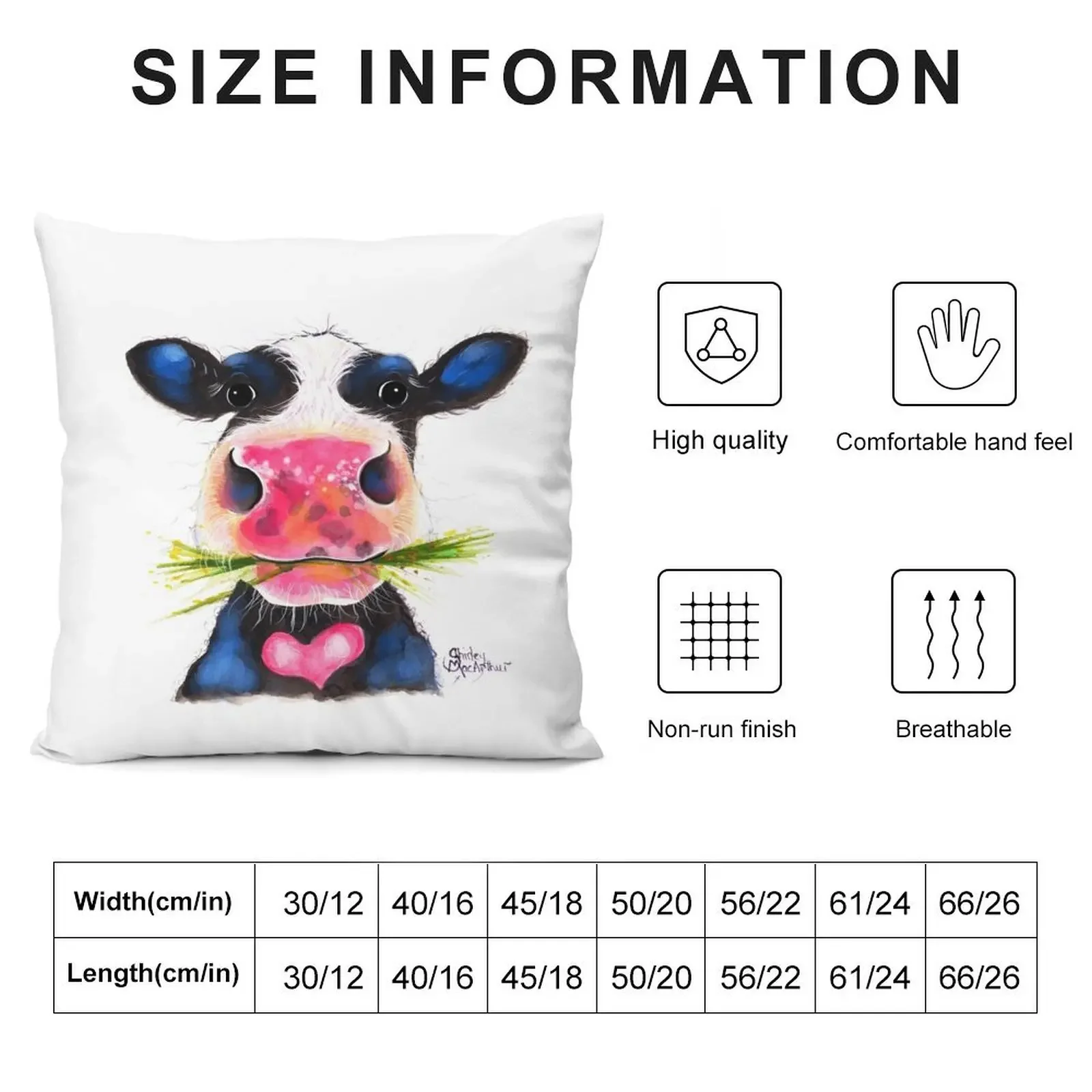 NOSEY COW PRiNT 'ROCKY' BY SHiRLeY MacARTHuR Throw Pillow Luxury Living Room Decorative Cushions Pillowcases For Pillows pillow