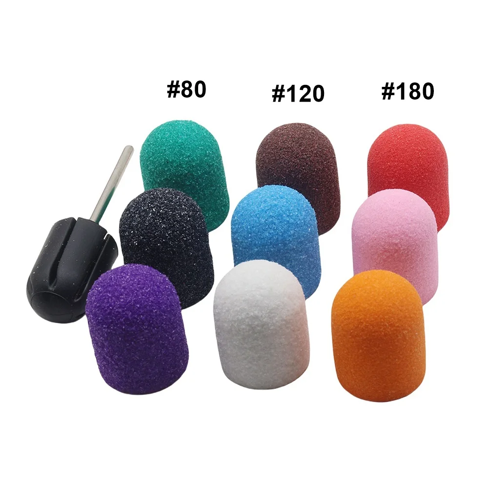 15 stuks 13*19mm schuurkappen + 1 schuurkap as nagelboor polijstset, professionele nagelpolijstkappen voor het verwijderen van acryl