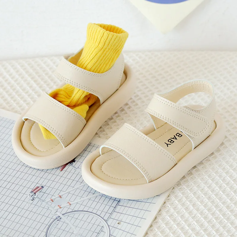 New Children Summer Sandals Boys Girls Fashion Pure Color Hook Sandals Baby Soft Breathable Shoes Kids Summer Beach Sandals