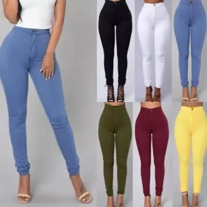 ارتفاع الخصر تمتد الدينيم الجينز فام السراويل النسائية مريحة الألياف المرنة السيدات السراويل الشتاء جمع 206