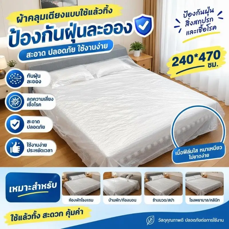(Extra Thick Flexible Waterproof And Durable Furniture Dust Cover One-Time Use Elastic For Covering Beds And Other Furniture)