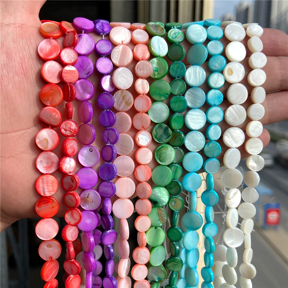 8mm 10mm Round Shape Shell Beads Colorful Mother of Pearl Beads for Jewelry Making DIY Bracelet Necklace Earrings Accessries