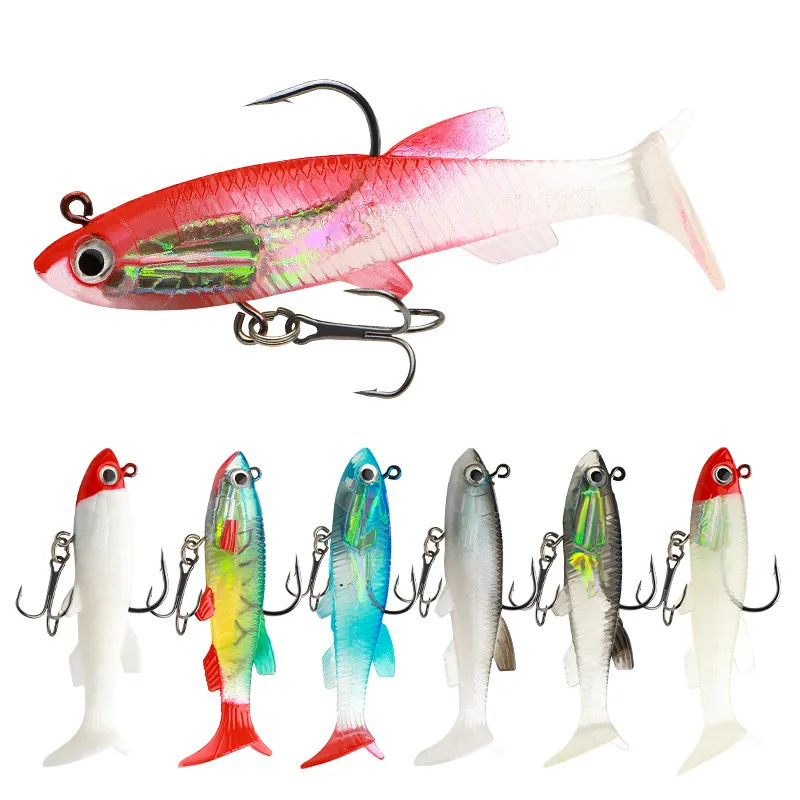 

8cm Big T Small T Lead Fish Lure Soft Bait Fishing Tackle Hook Fresh Saltwater