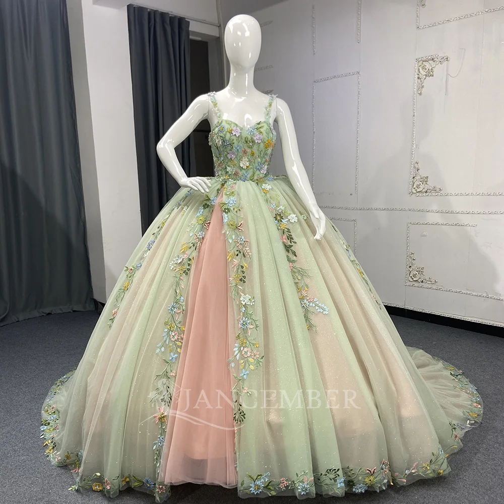 

Изысканные зеленые платья Quinceanera 2025 г. Блестящие кружевные бретельки Платье принцессы на день рождения Vestido De 15 Anos по индивидуальному заказу