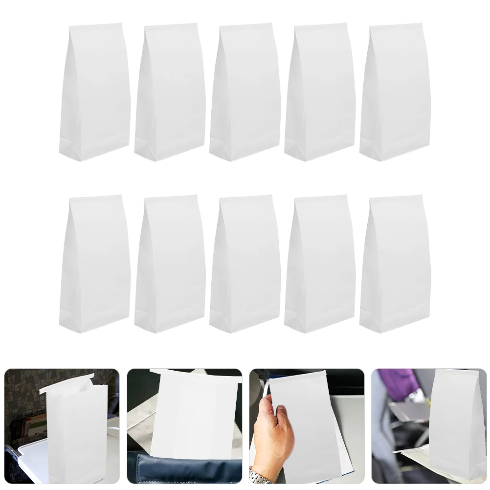 10 Pcs Travel Barf Bag Trash Cleaning Bags Outdoor Coated Paper Vomit for Traveling Adults